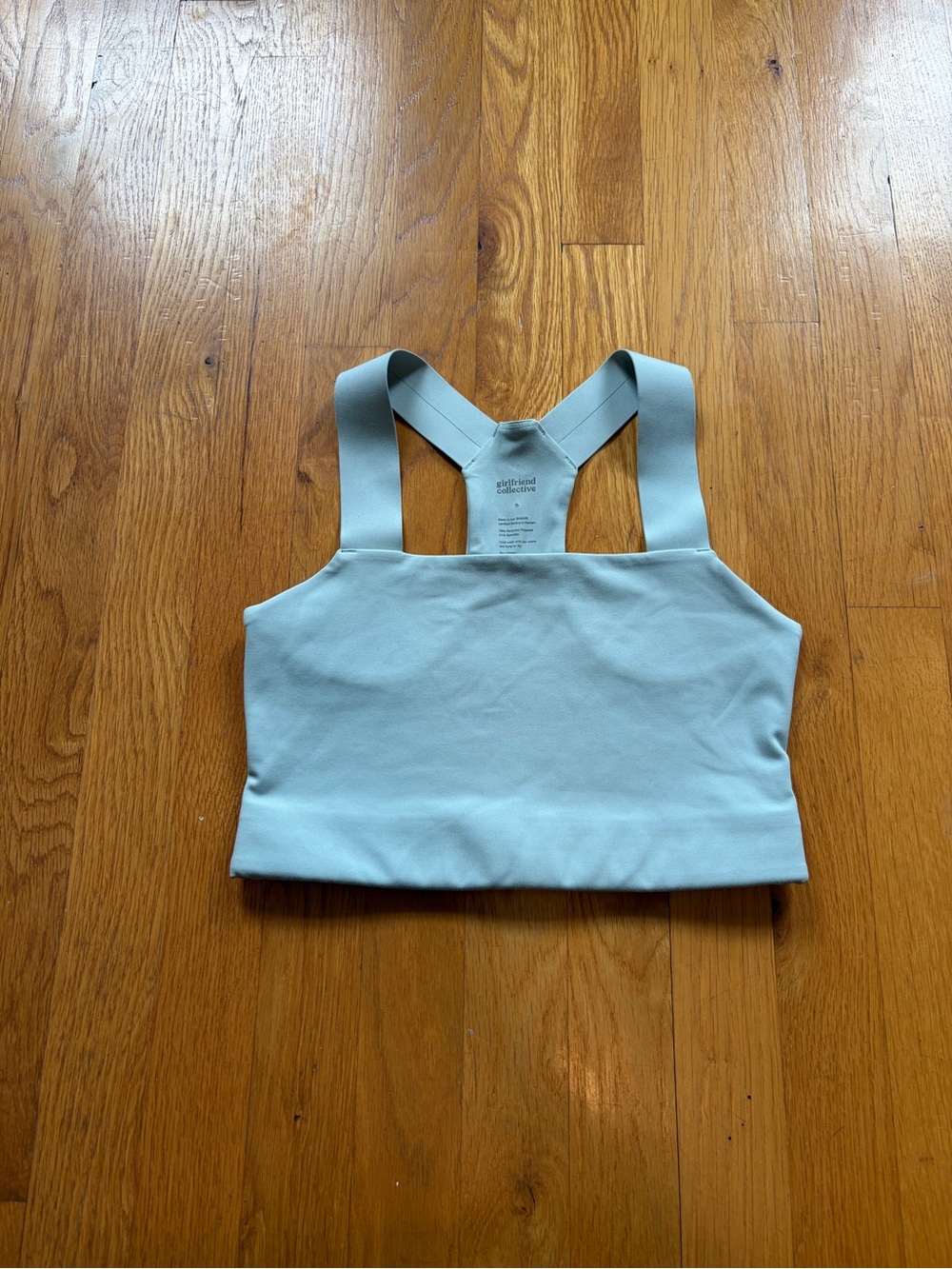 girlfriend collective light blue sports bra top